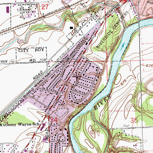 Topographic Map of Glenwood School (historical), OH