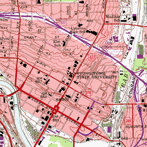 Topographic Map of William F Maag Library, OH