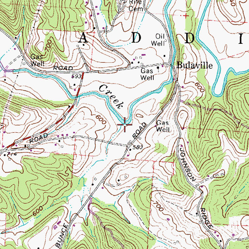 Topographic Map of Flatfork Run, OH