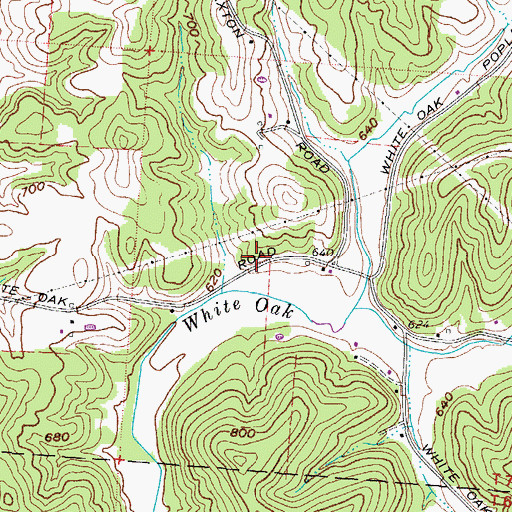 Topographic Map of Whiteoak School (historical), OH