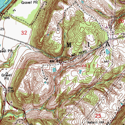 Topographic Map of Mount Nebo School (historical), OH