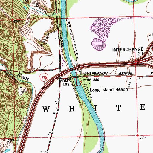 Topographic Map of Suspension Bridge, OH