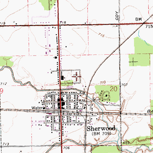 Topographic Map of Sherwood Cemetery, OH