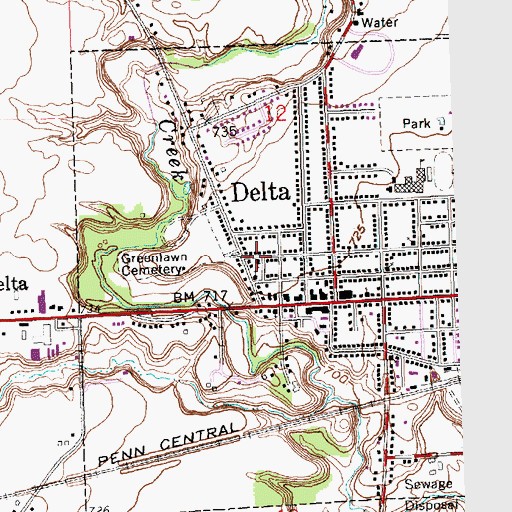 Topographic Map of Delta Assembly of God Church, OH