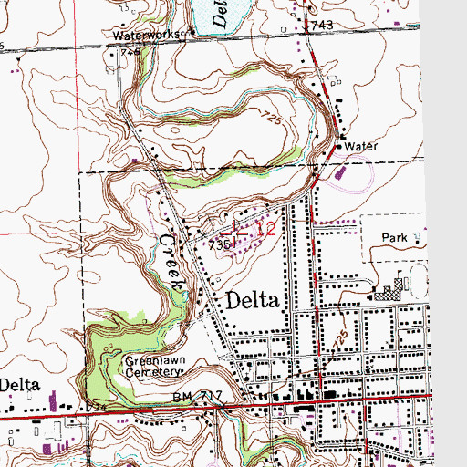 Topographic Map of Delta Heights, OH