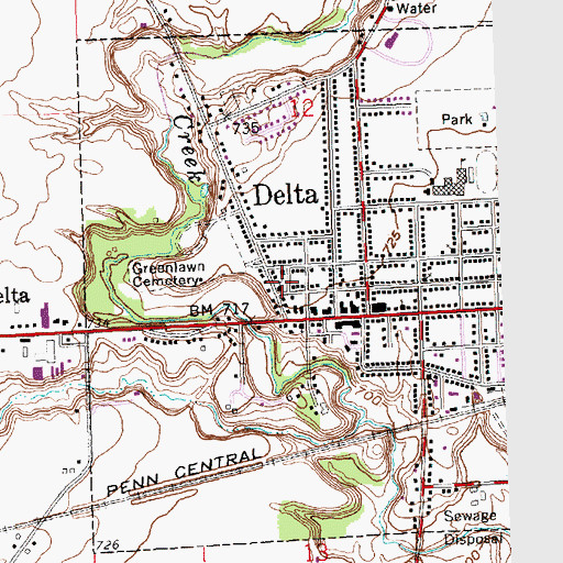 Topographic Map of Delta Methodist Church (historical), OH