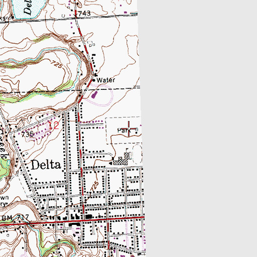 Topographic Map of Delta Municipal Park, OH