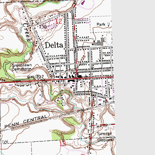 Topographic Map of Delta Public Library, OH