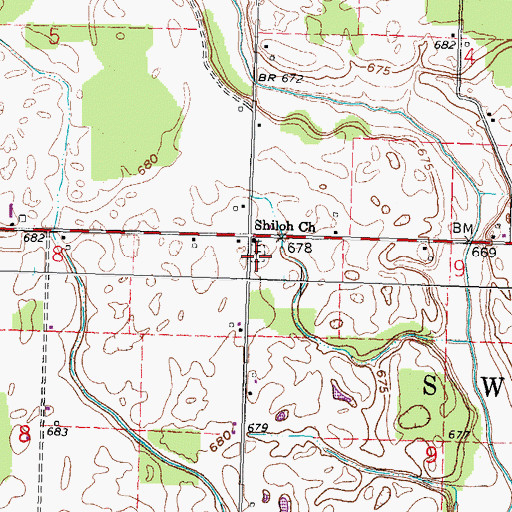 Topographic Map of Shiloh Cemetery, OH