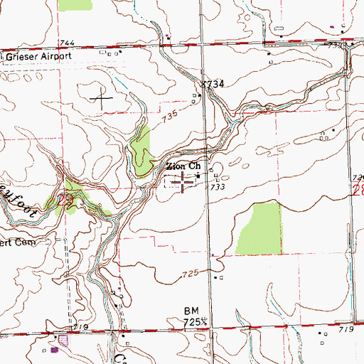 Topographic Map of Zion Cemetery, OH