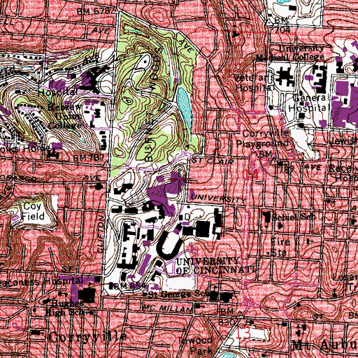 Topographic Map of Walter C Langsam Library, OH
