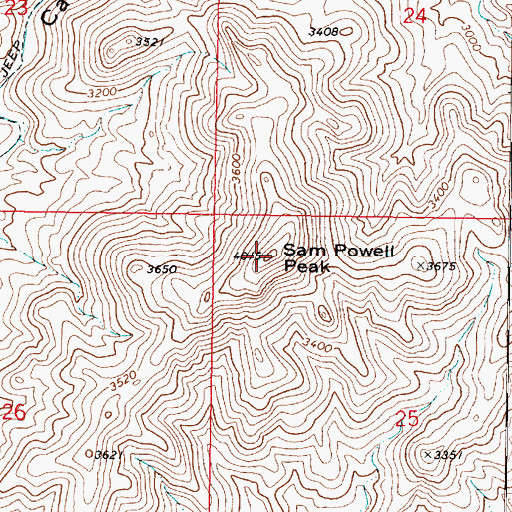 Topographic Map of Sam Powell Peak, AZ