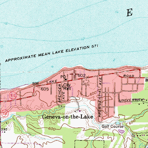 Topographic Map of Buckeye Beach, OH