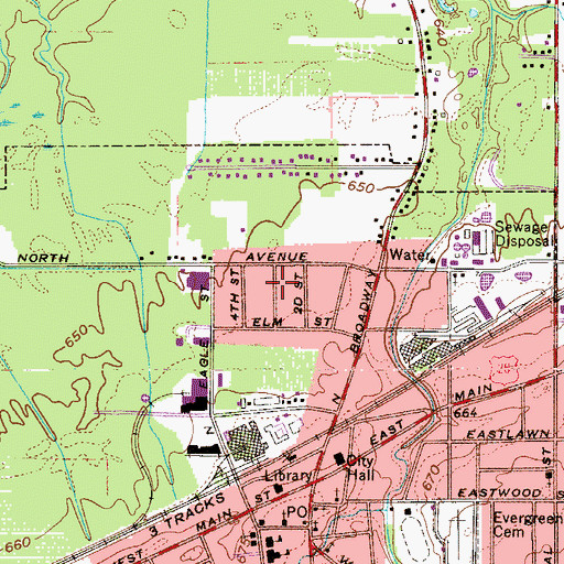 Topographic Map of Elmwood, OH
