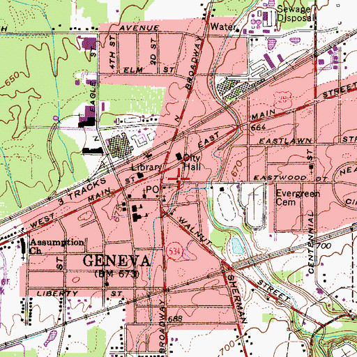 Topographic Map of First Church of Christ Scientist, OH
