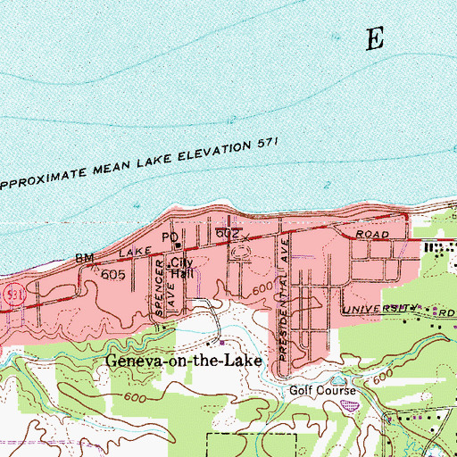 Topographic Map of Mapleton Beach, OH