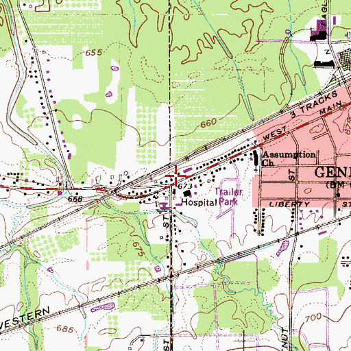 Topographic Map of Saint Johns Evangelical Lutheran Church, OH