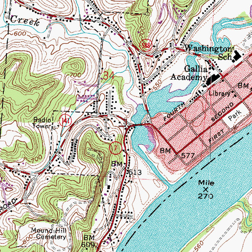 Topographic Map of Church of Christ, OH