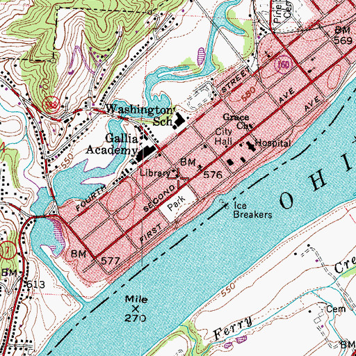 Topographic Map of First Presbyterian Church, OH