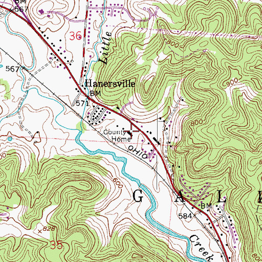 Topographic Map of Gallia County Infirmary, OH