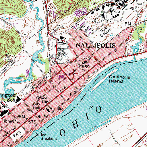 Topographic Map of Paint Creek Baptist Church, OH