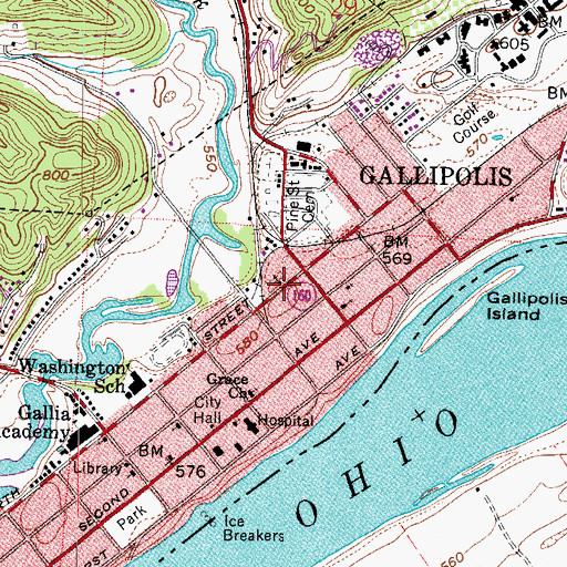 Topographic Map of Tried Stone Baptist Church, OH