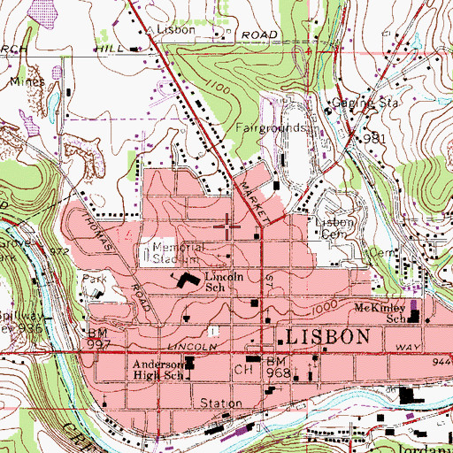 Topographic Map of Church of Christ, OH