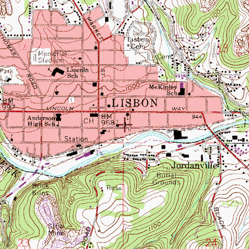 Topographic Map of First Christian Church, OH