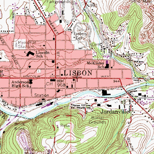 Topographic Map of Lepper Public Library, OH
