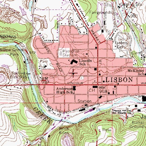 Topographic Map of Saint Georges Roman Catholic Church, OH