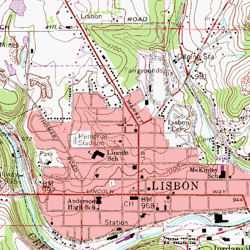 Topographic Map of Zion African Methodist Episcopal Church (historical), OH