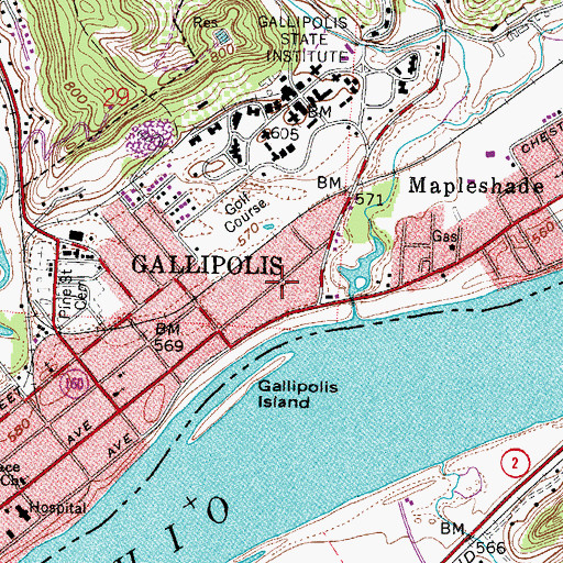 Topographic Map of Church of the Nazarene, OH