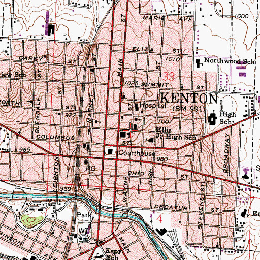 Topographic Map of First Baptist Church, OH