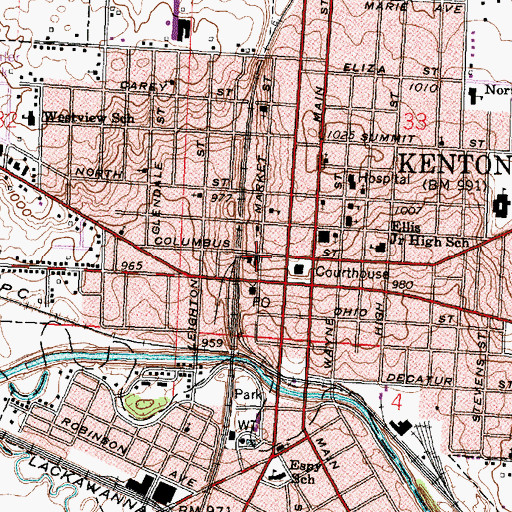 Topographic Map of First Presbyterian Church, OH