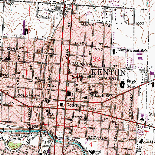 Topographic Map of San Antonio Hospital, OH