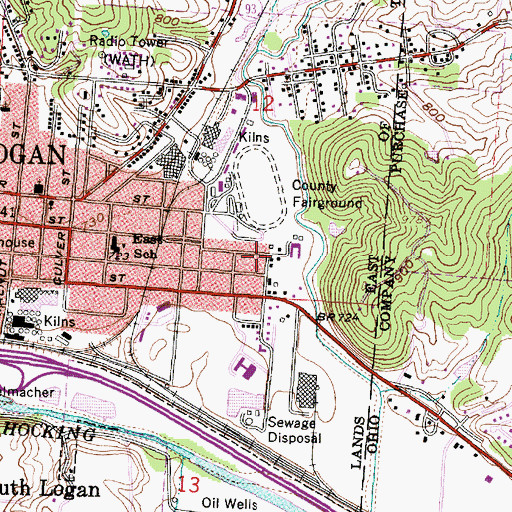 Topographic Map of First Church of Christ, OH