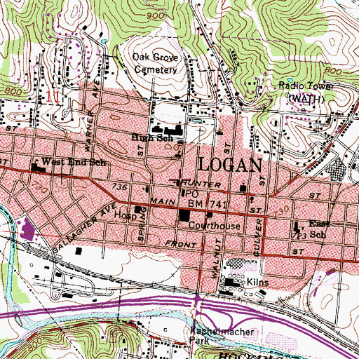 Topographic Map of First Presbyterian Church, OH