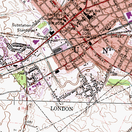 Topographic Map of Church of Christ in Christian Union, OH