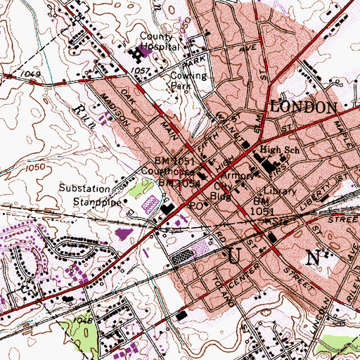 Topographic Map of First Baptist Church, OH