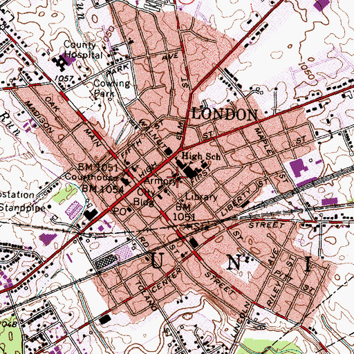 Topographic Map of Saint Johns Evangelical Lutheran Church, OH