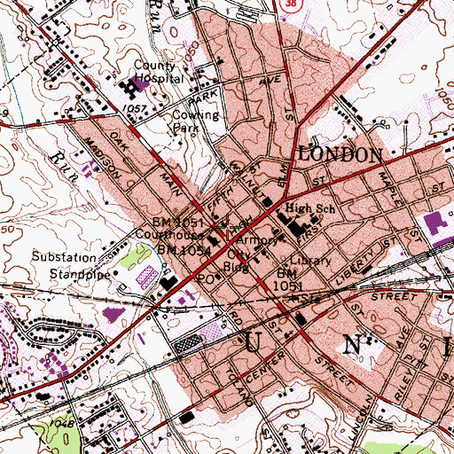 Topographic Map of Trinity Episcopal Church, OH
