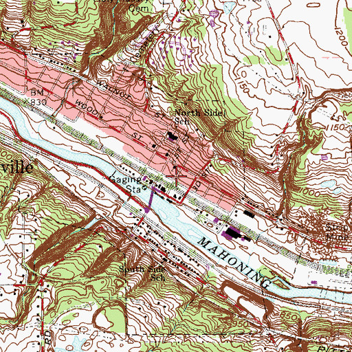 Topographic Map of Lowellville City Hall, OH