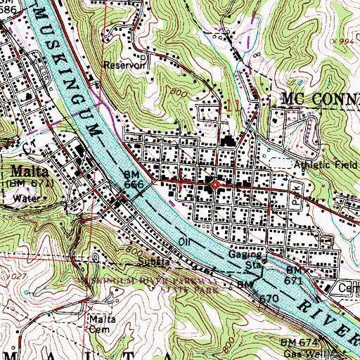Topographic Map of Main Street Christian Church, OH