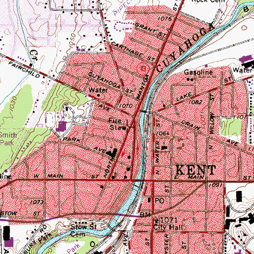 Topographic Map of Kent Fire Department Station 2, OH