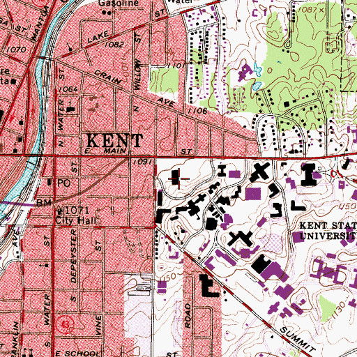 Topographic Map of Rockwell Library, OH