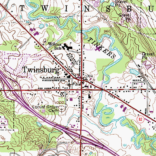 Topographic Map of Twinsburg Public Library, OH