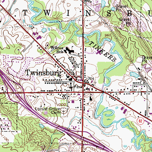 Topographic Map of Twinsburg Town Hall, OH