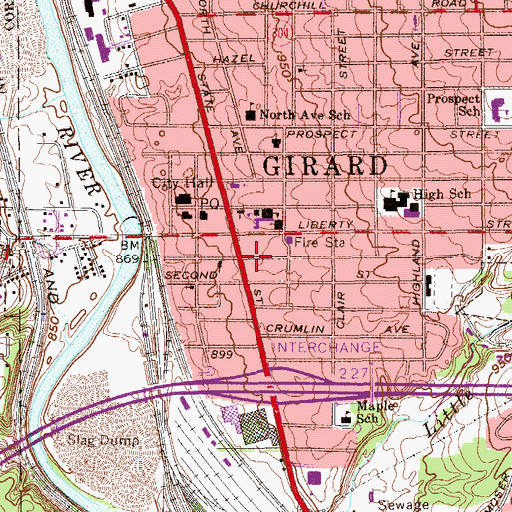 Topographic Map of Wilson Avenue Public School (historical), OH