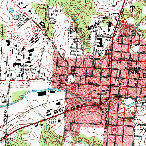 Topographic Map of Bible Church of God, OH