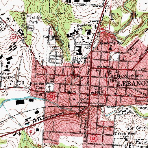 Topographic Map of Calvary Baptist Church, OH